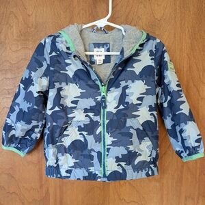 GAP Blue Dino Camouflage Jersey Lined Toddler Jacket